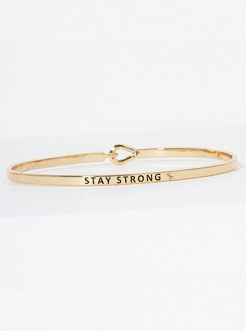 Stay Strong Engraved Inspirational Bangle Bracelet