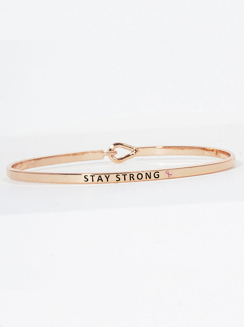 Stay Strong Engraved Inspirational Bangle Bracelet
