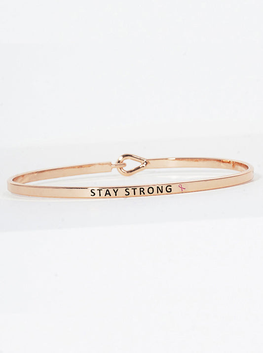 Stay Strong Engraved Inspirational Bangle Bracelet