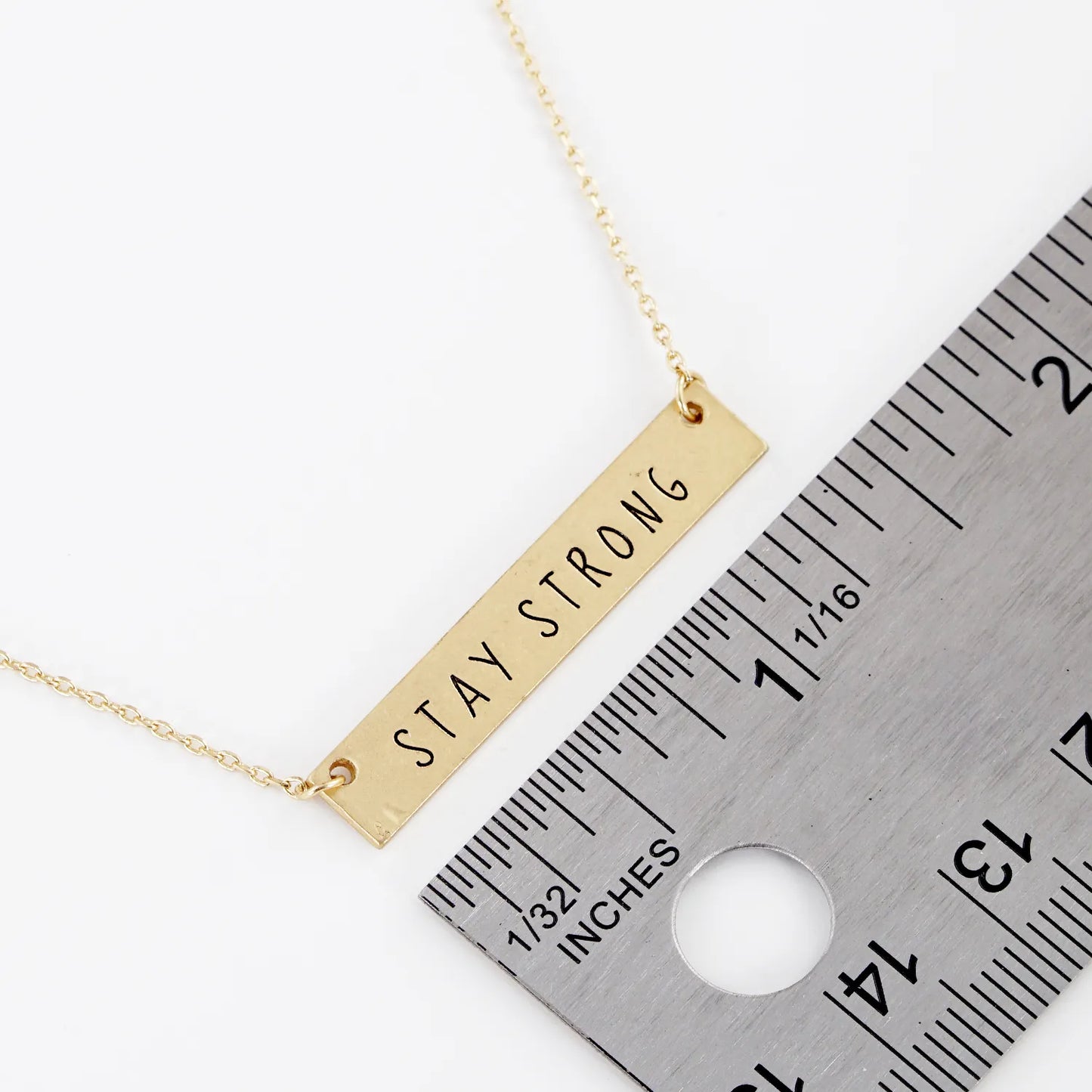 Stay Strong Engraved Rectangle Pendant Inspirational Necklace
