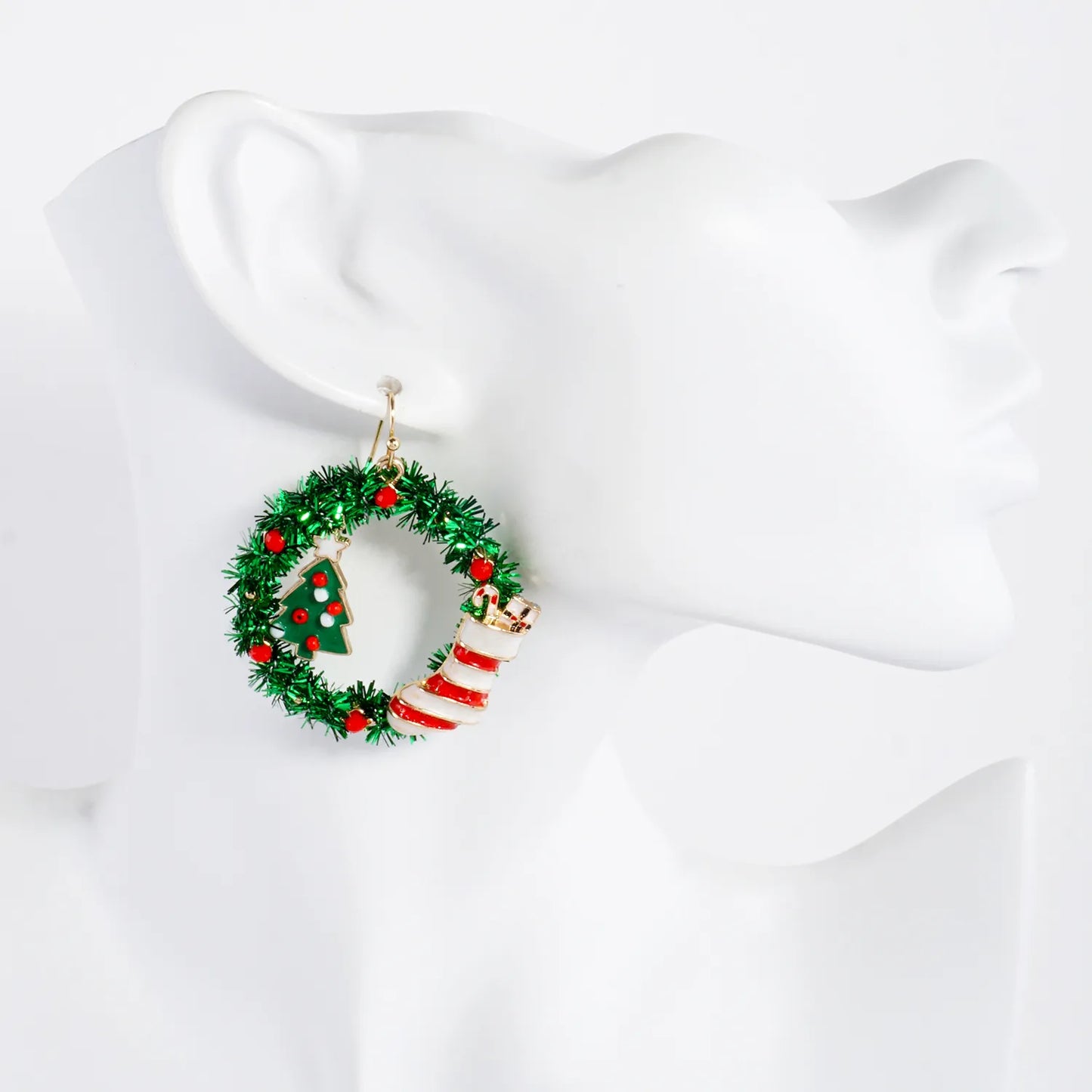Stocking Tree Charms Christmas Wreath Earrings