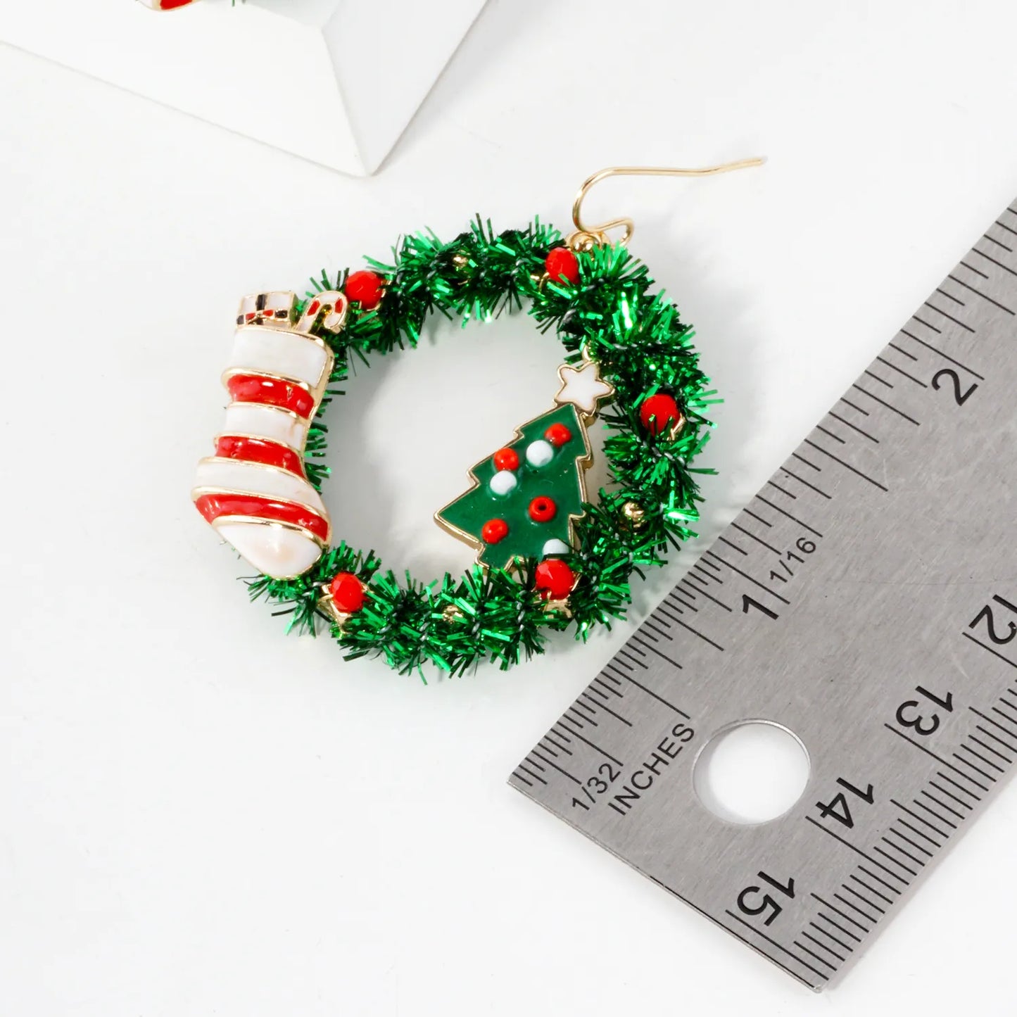 Stocking Tree Charms Christmas Wreath Earrings