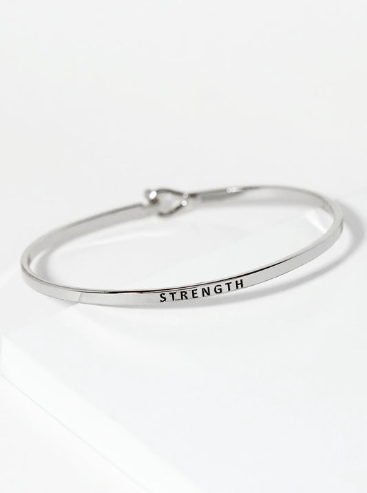 Strength Engraved Inspirational Bangle Bracelet