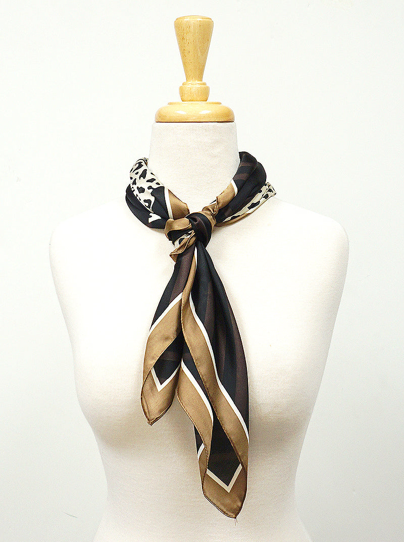 Stripe And Leopard Animal Print Bandana Scarf
