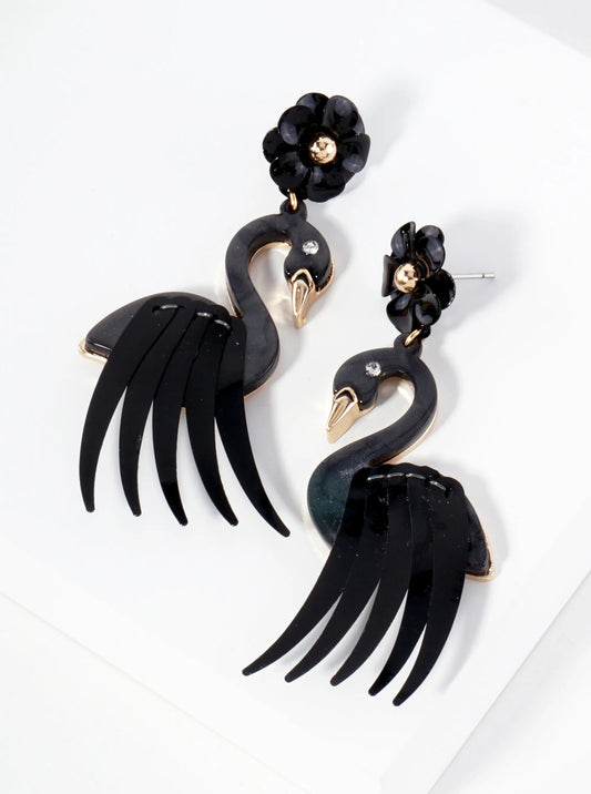 Stylishly Adorned Wings Tropical Bird Statement Earrings