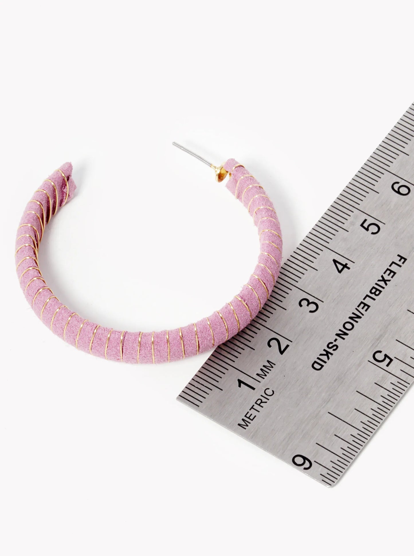 Suede Wrapped Then Wired Muted Colors Hoop Earrings