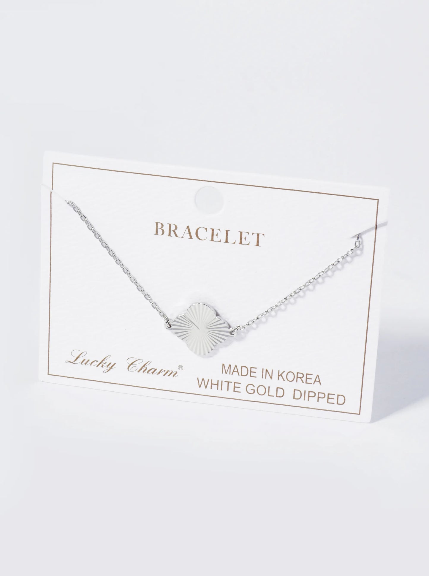 Sunburst Texture Quatrefoil 18K Gold Dipped Chain Bracelet