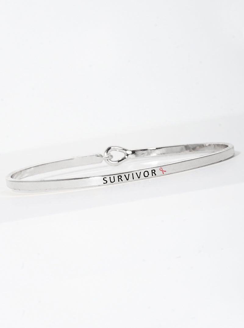 Survivor Engraved Inspirational Bangle Bracelet