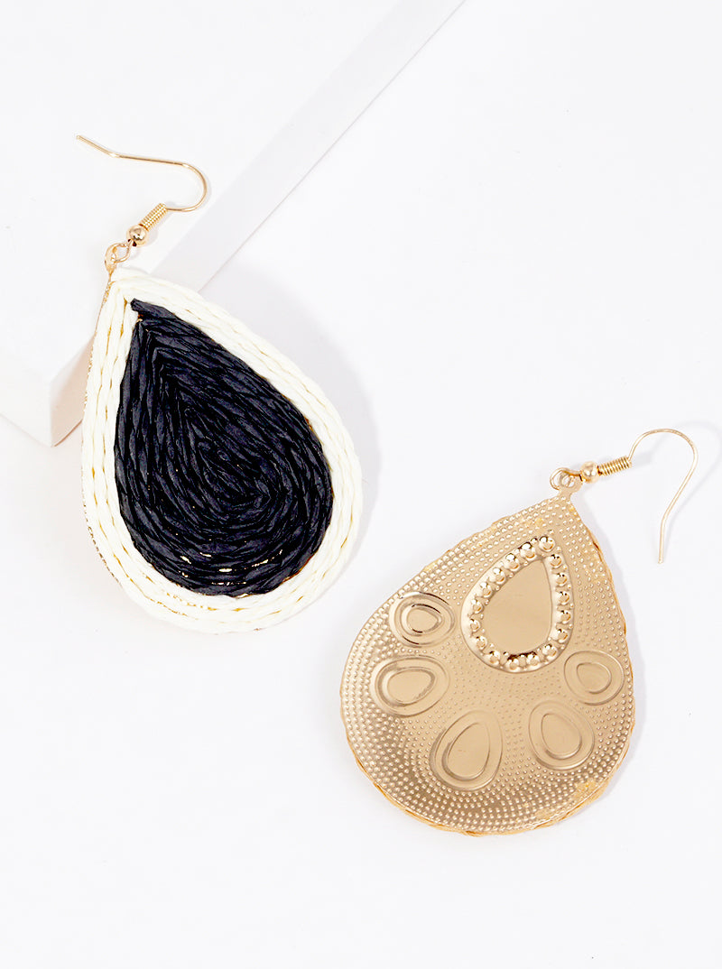Swirl Raffia Teardrop Dangle Drop Earrings