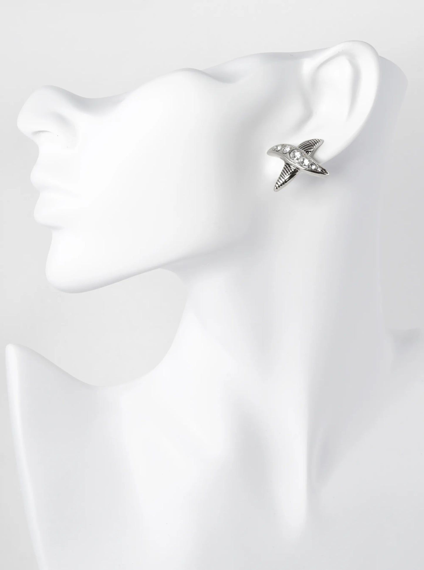 Tailored X Shape Graduated Rhinestone Studded Earrings