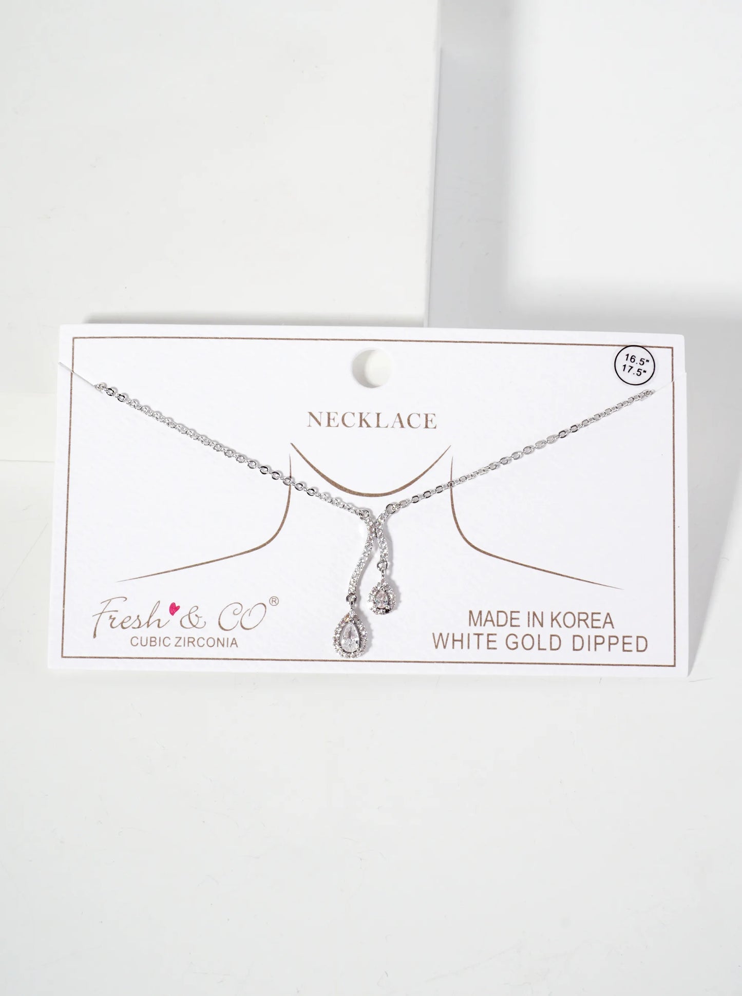 Teardrop CZ-Stones Pendant Hanging-from Pave-Set Curved-Design 18K-Gold-Dipped Necklace