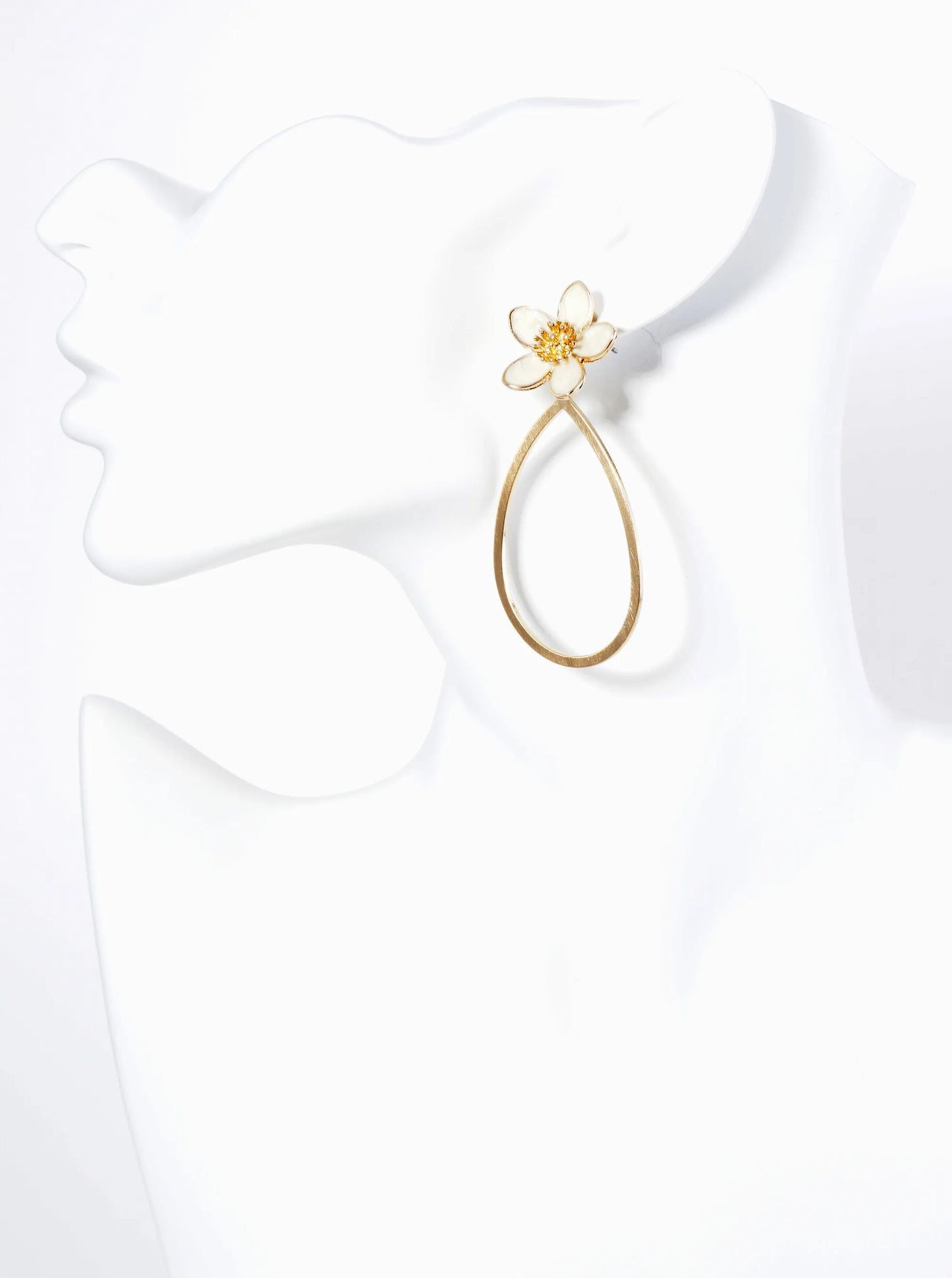 Teardrop Casting Drop Enamel Flower Post Dangle Earrings