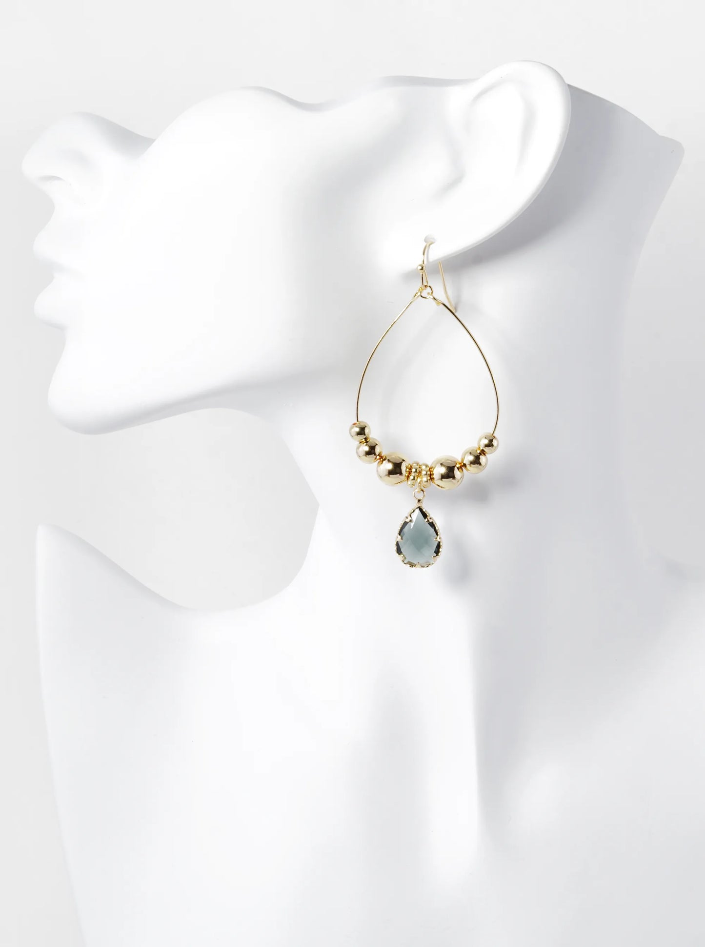 Teardrop Crystal Glass Beaded Wire Drop Dangle Earrings