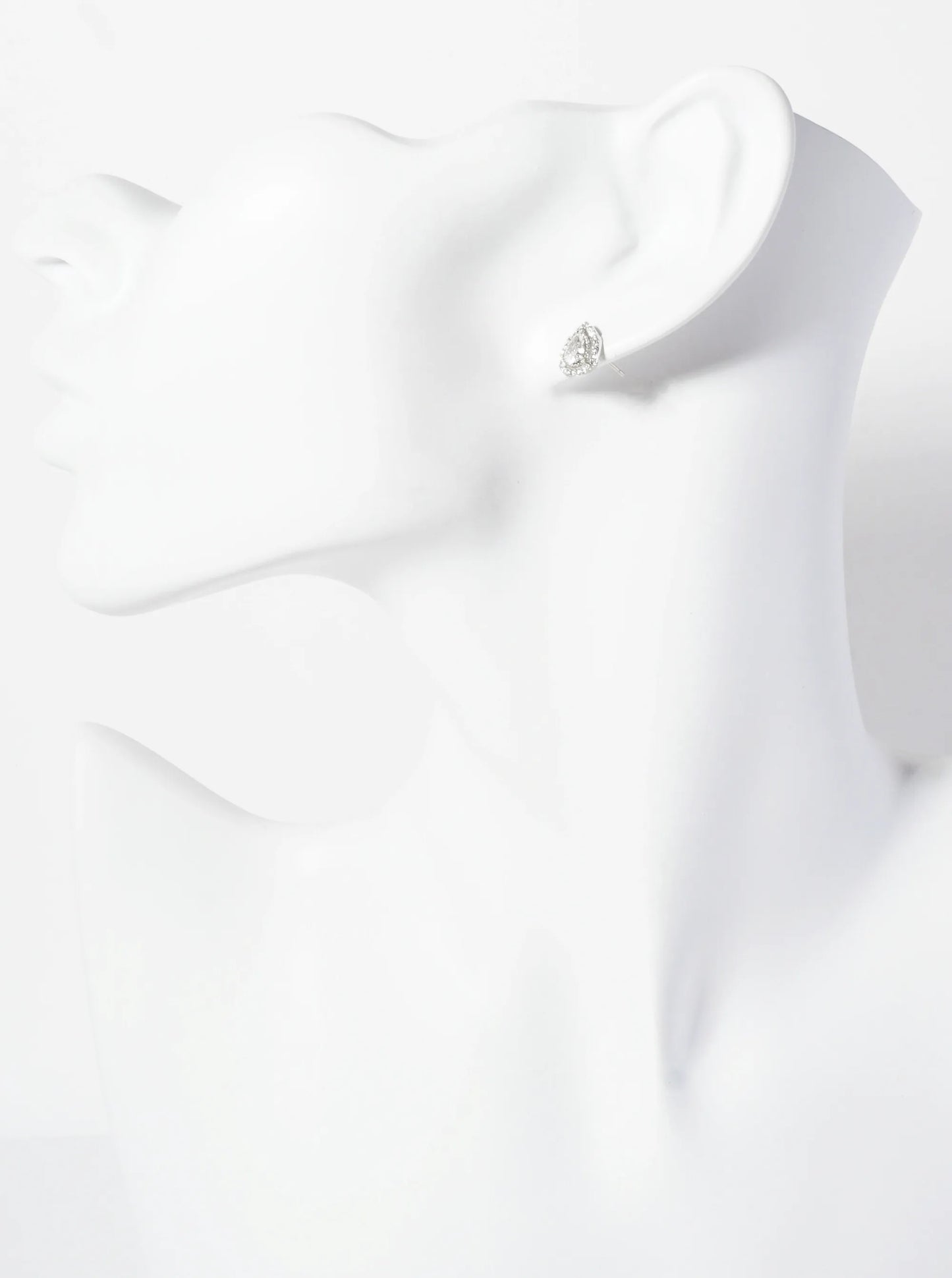 Teardrop Cubic-Zirconia Stone Embellishment 9mm 18K-Gold-Dipped Stud Earrings