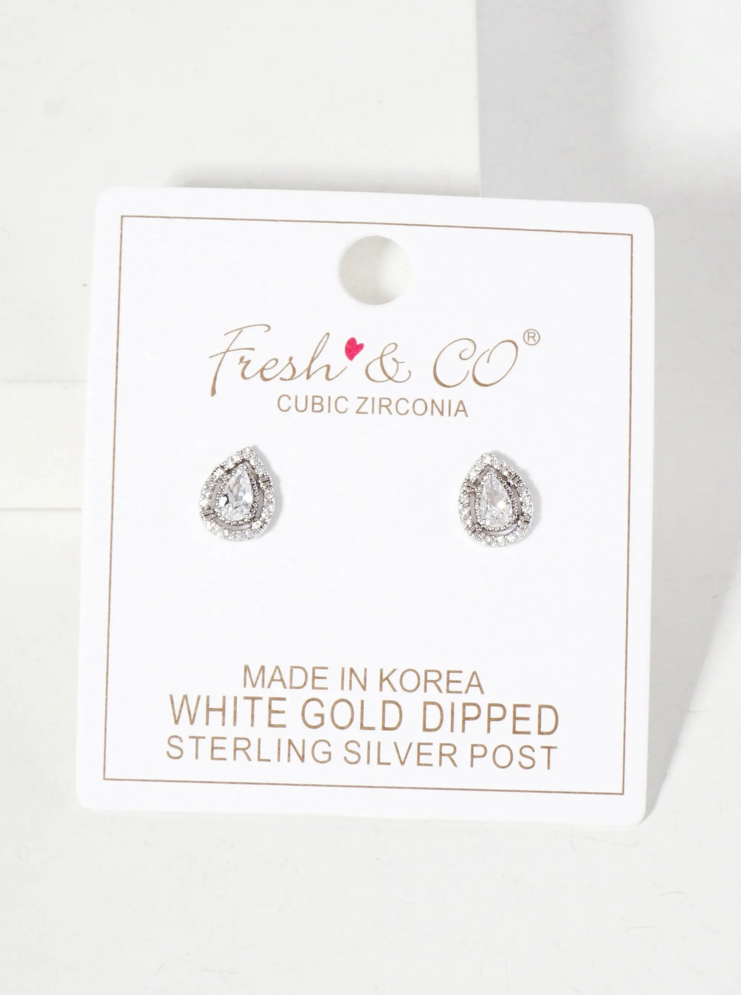 Teardrop Cubic-Zirconia Stone Embellishment 9mm 18K-Gold-Dipped Stud Earrings
