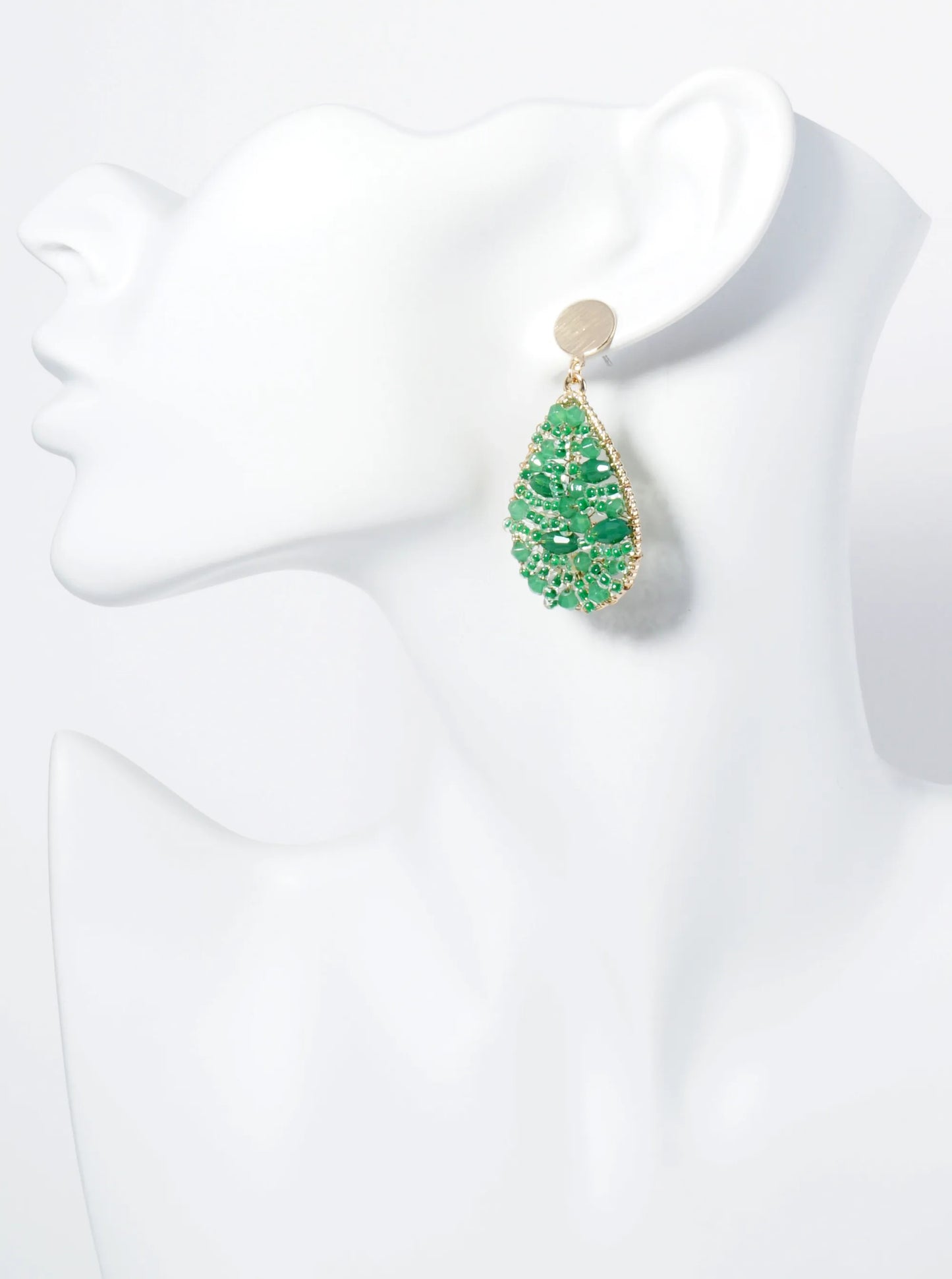 Teardrop Dangle Earrings With Intricate Wire-Wrapped Glass Beads