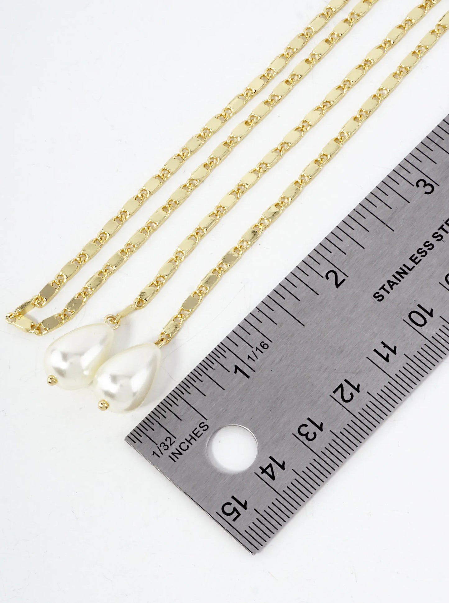 Teardrop Glass Pearl Drop 18K-Gold-Dipped Face-Chain
