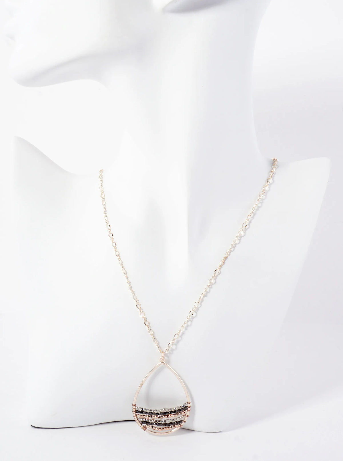 Teardrop Pendant Necklace With Metal Beads