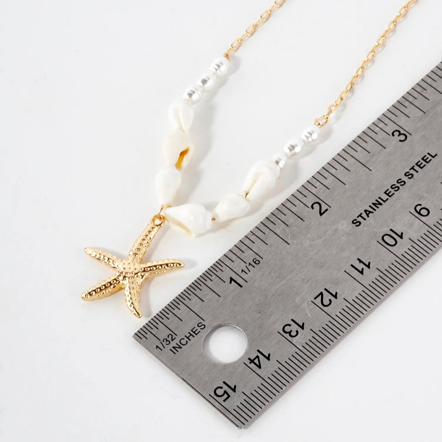 Teardrop Pendant Pearl Conch-Shell Charm Necklace