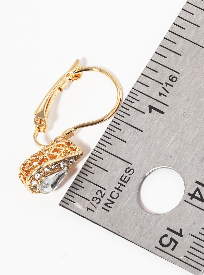Teardrop Rhinestone French Clip Earrings