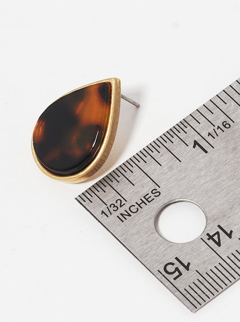Teardrop Shaped Acetate Button Stud Earrings