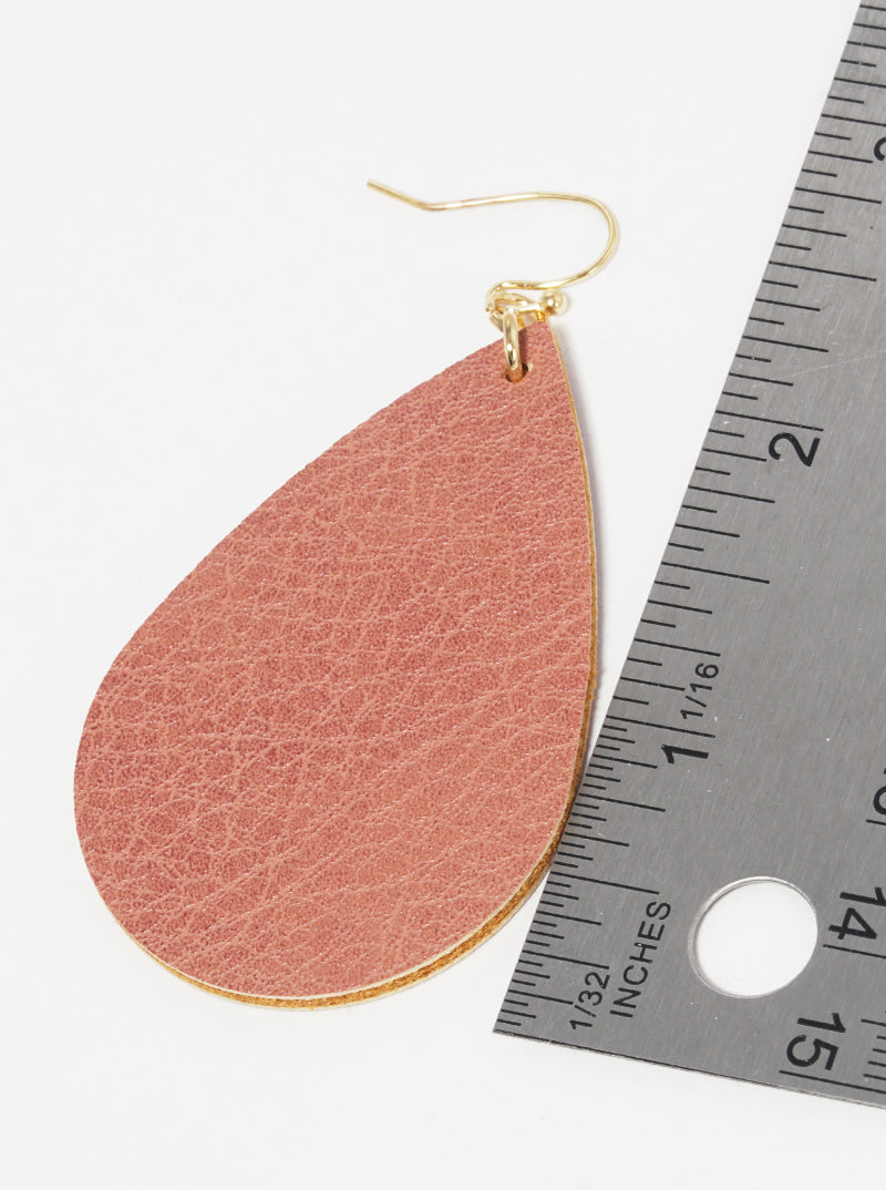Teardrop Shaped Leatherette Dangle Drop Earrings