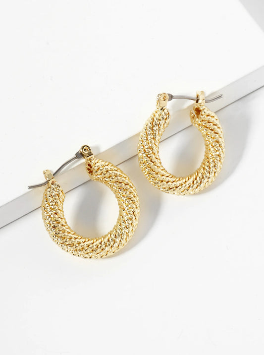 Textured 14K-Gold-Dipped Brass 20mm Hoop Earrings