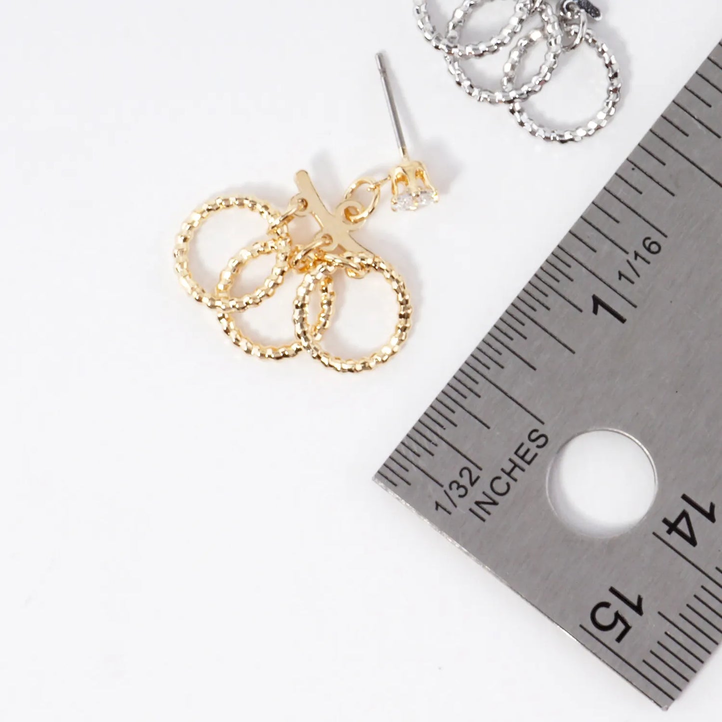 Textured 3 Ring Drop Dangle Earrings