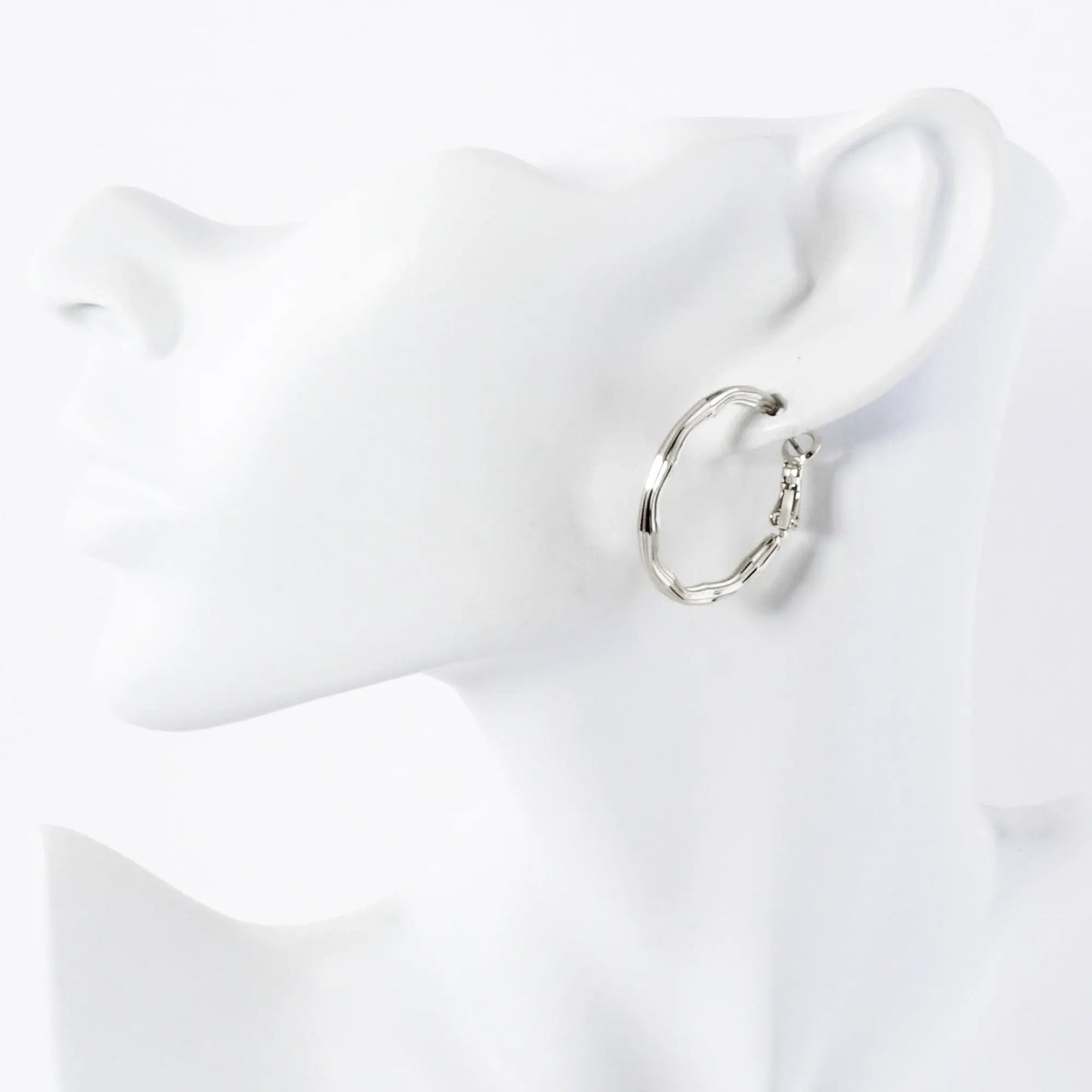 Textured 30mm 14K-Gold-Dipped Brass Omega-Back Hoop Earrings