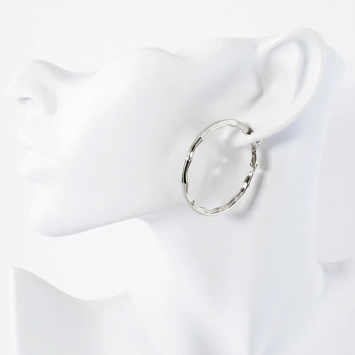 Textured 40mm 14K-Gold-Dipped Brass Omega-Back Hoop Earrings
