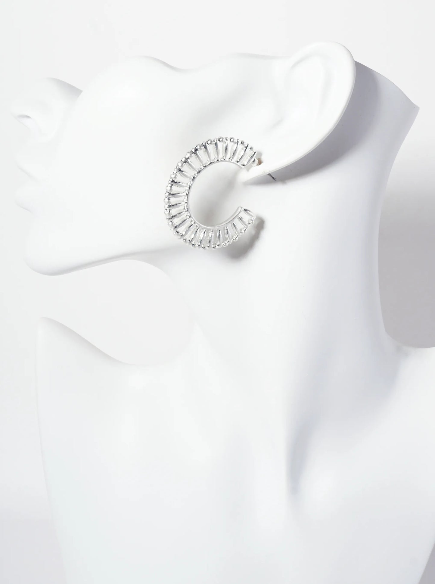 Textured 40mm Wide Open Hoop Earrings