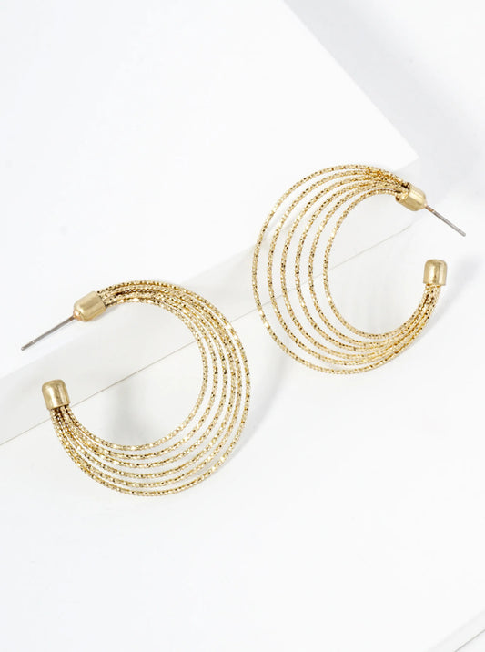 Textured Brass 40mm Layered Hoop Earrings