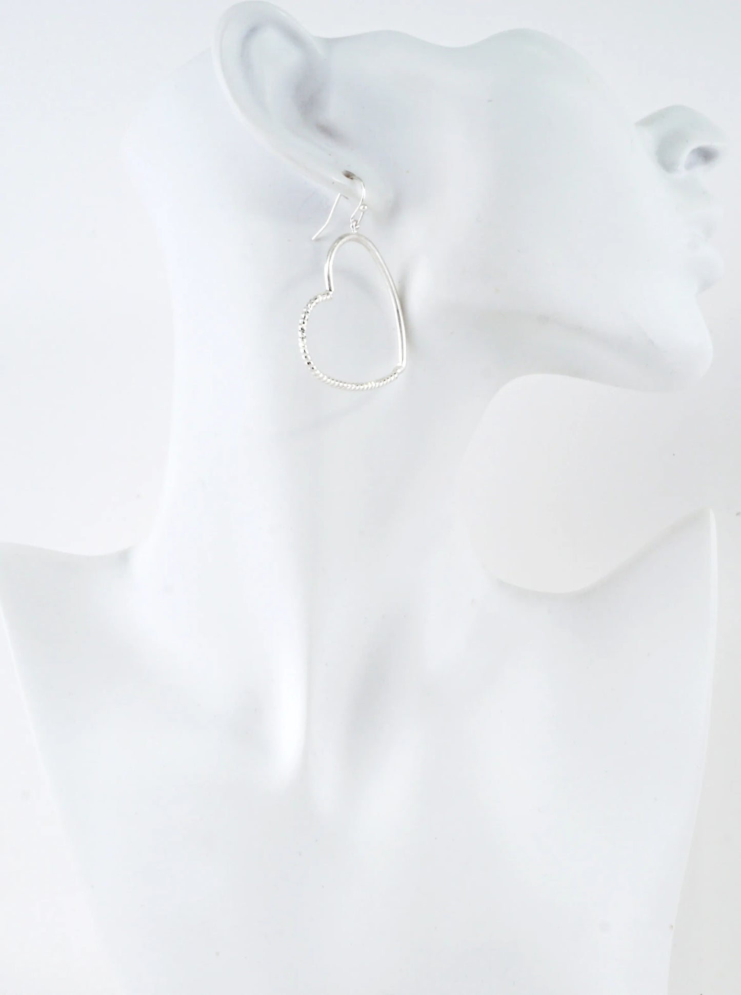 Textured Brass Heart Drop Earrings
