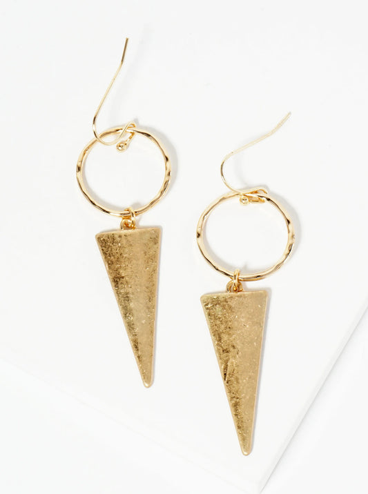 Textured Circle Triangle Drop Geometric Dangle Earrings