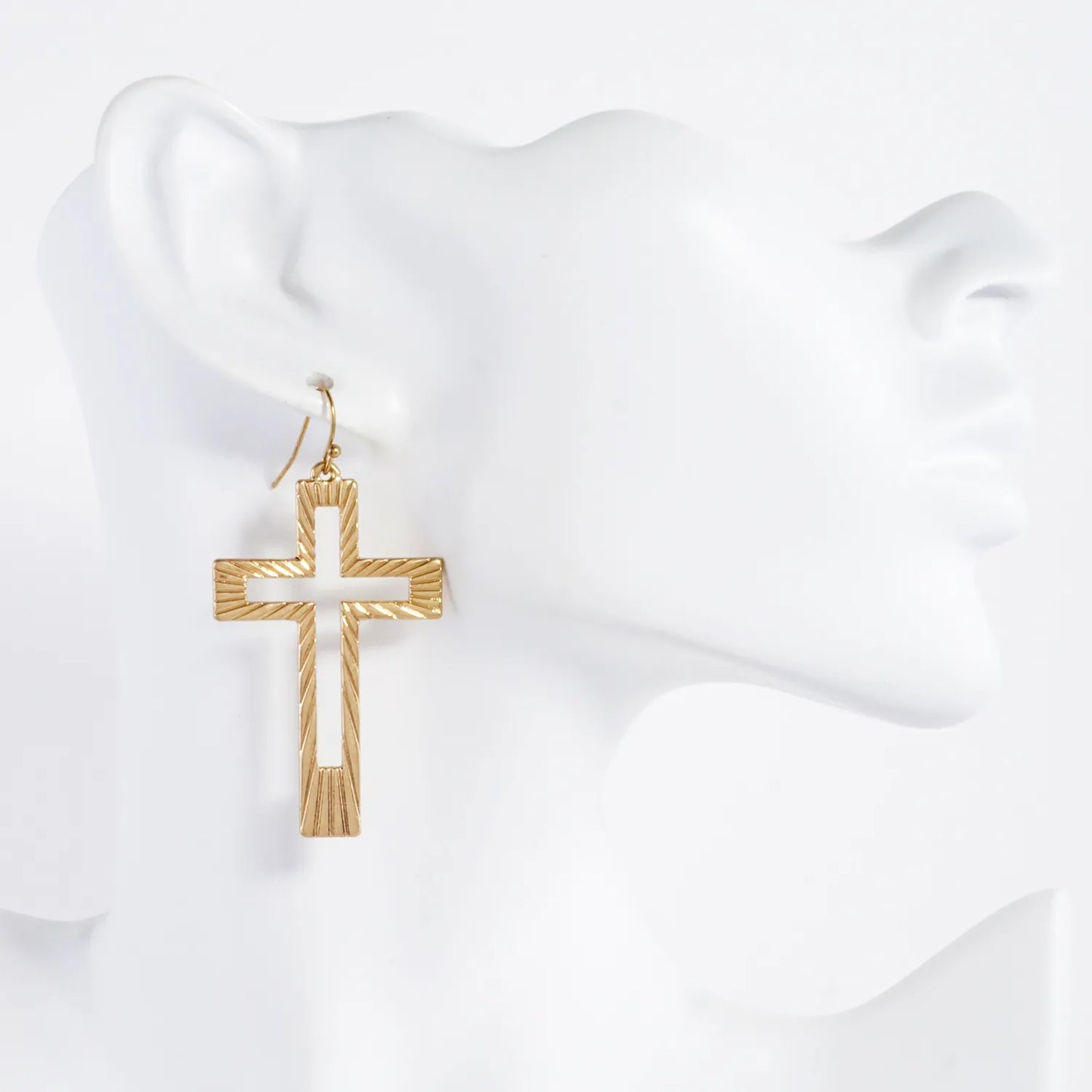 Textured Cutout Cross Drop Earrings