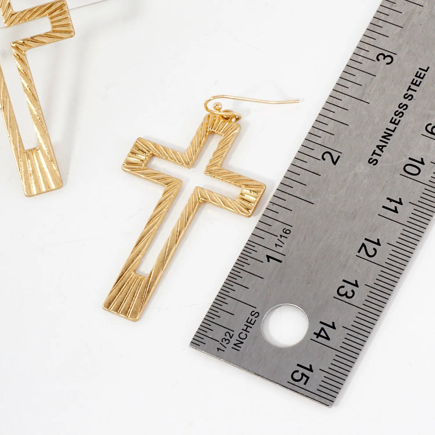 Textured Cutout Cross Drop Earrings