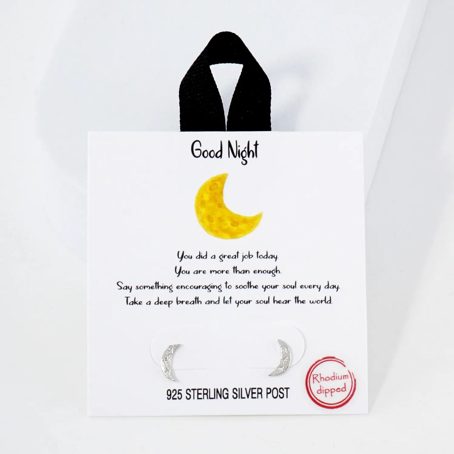 Textured Dainty CZ Crescent Moon 18K-Gold-Dipped Brass Earrings With 925-Sterling-Silver Post