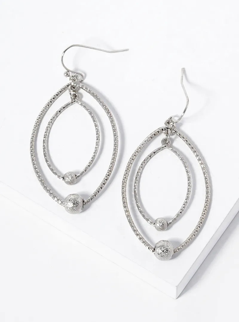 Textured Double Marquise Dangle Drop Earrings