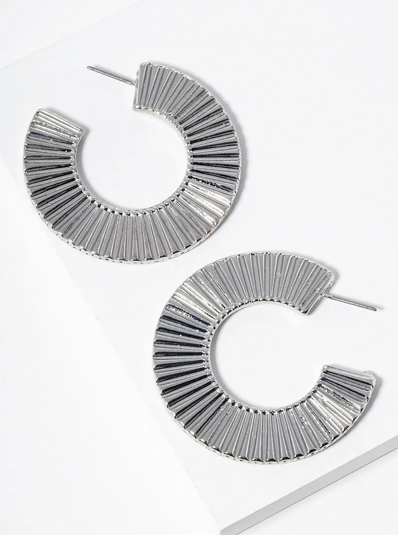 Textured Flat Wide Open Hoop Earrings