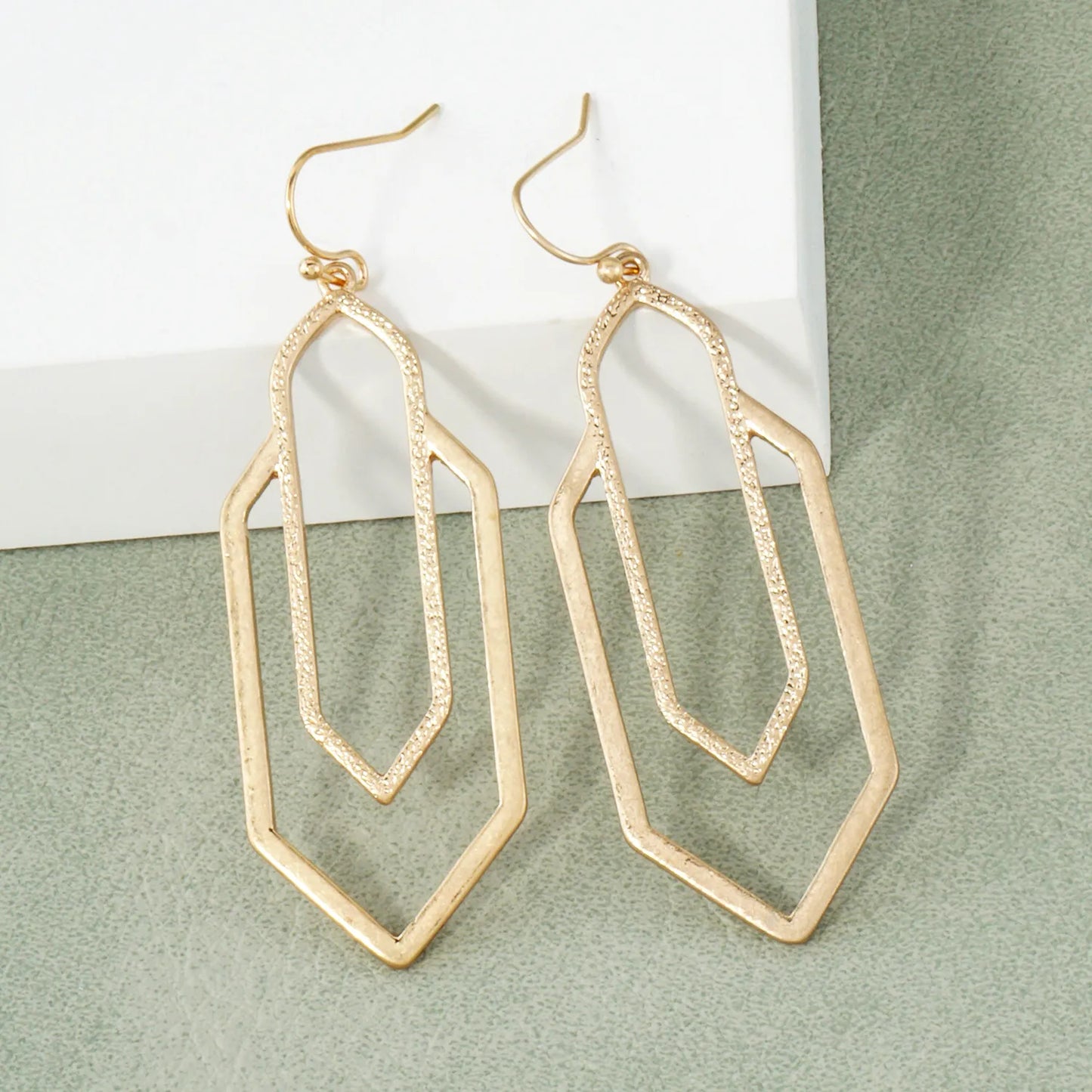 Textured Geometric Drop Earrings