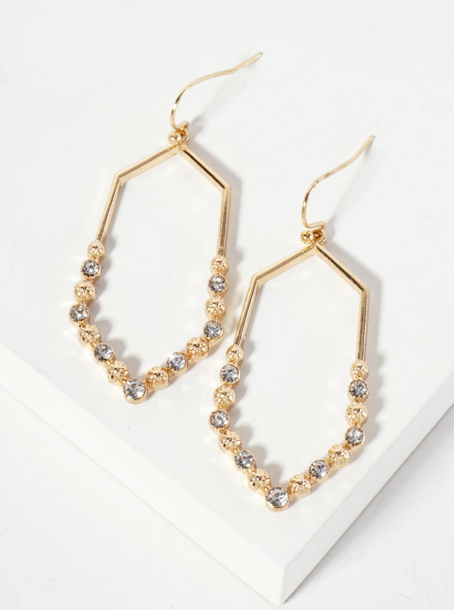 Textured Hexagon-Shaped Geometric Dangle Earrings