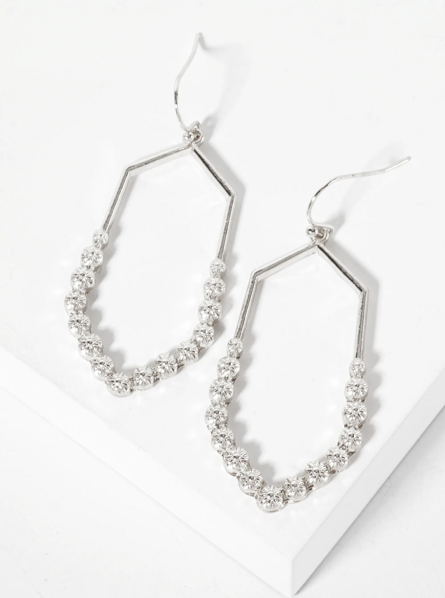 Textured Hexagon-Shaped Geometric Dangle Earrings