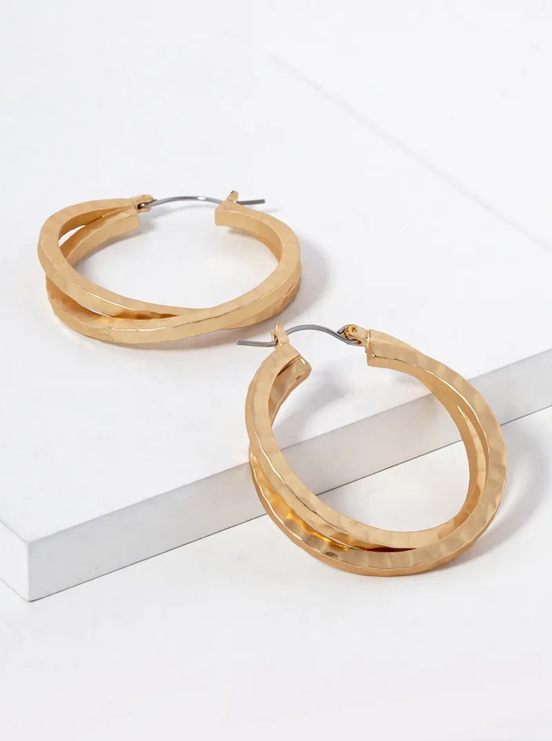Textured Intertwined 35mm Metal Hoop Earrings