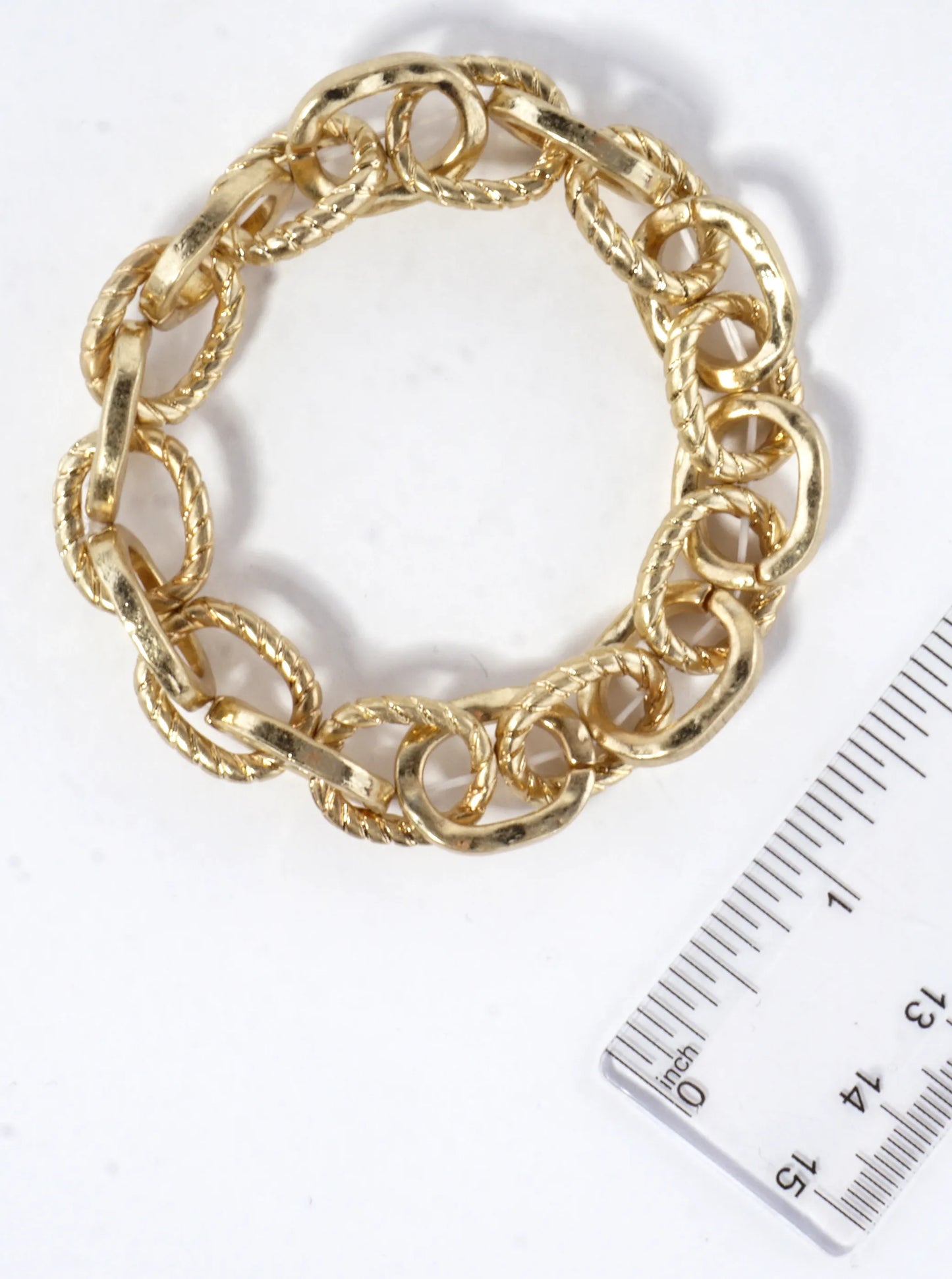 Textured Link Chain Stretch Bracelet