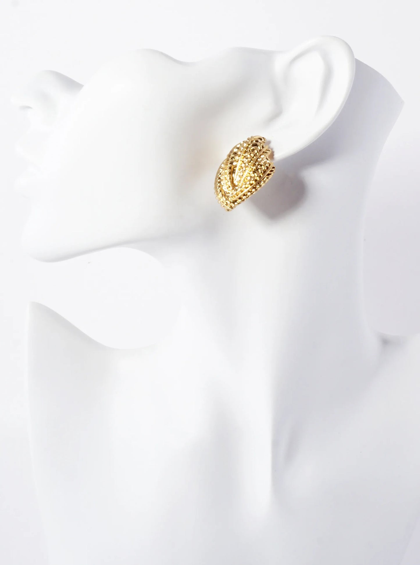 Textured Metal 1-inch Sculptural Post Earrings With-Titanium-Post