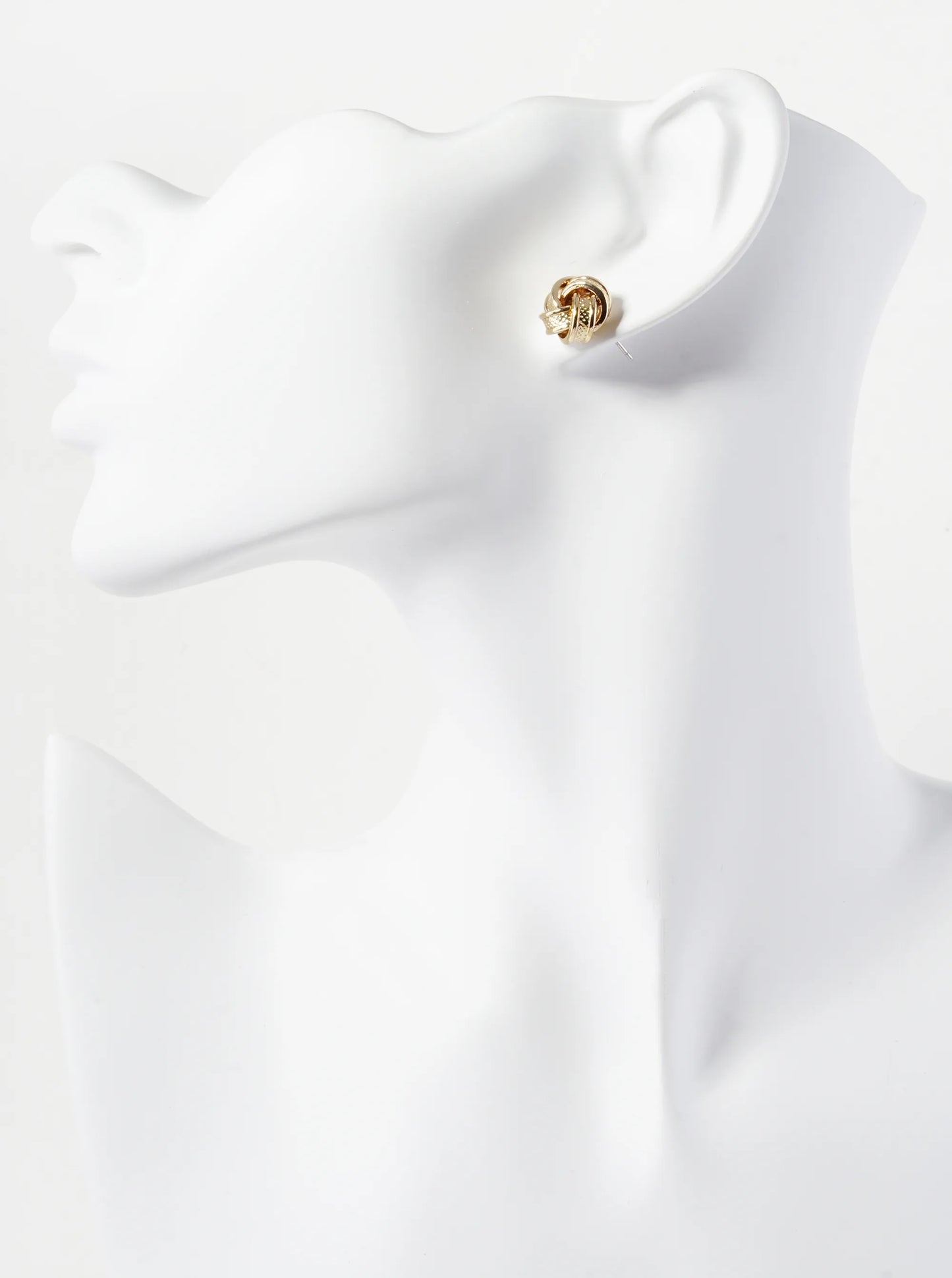 Textured Metal 12mm Love Knot Stud Earrings