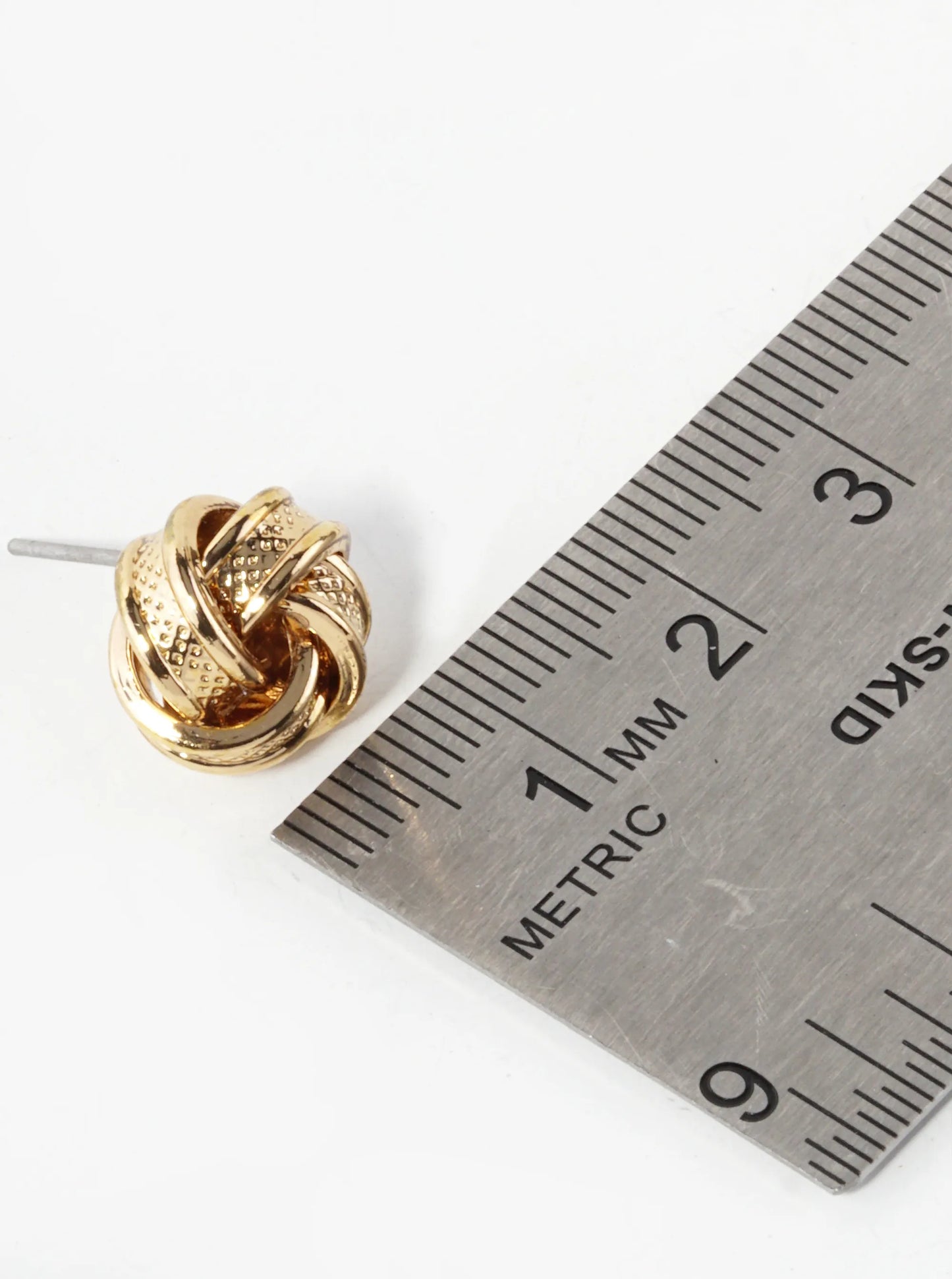 Textured Metal 12mm Love Knot Stud Earrings