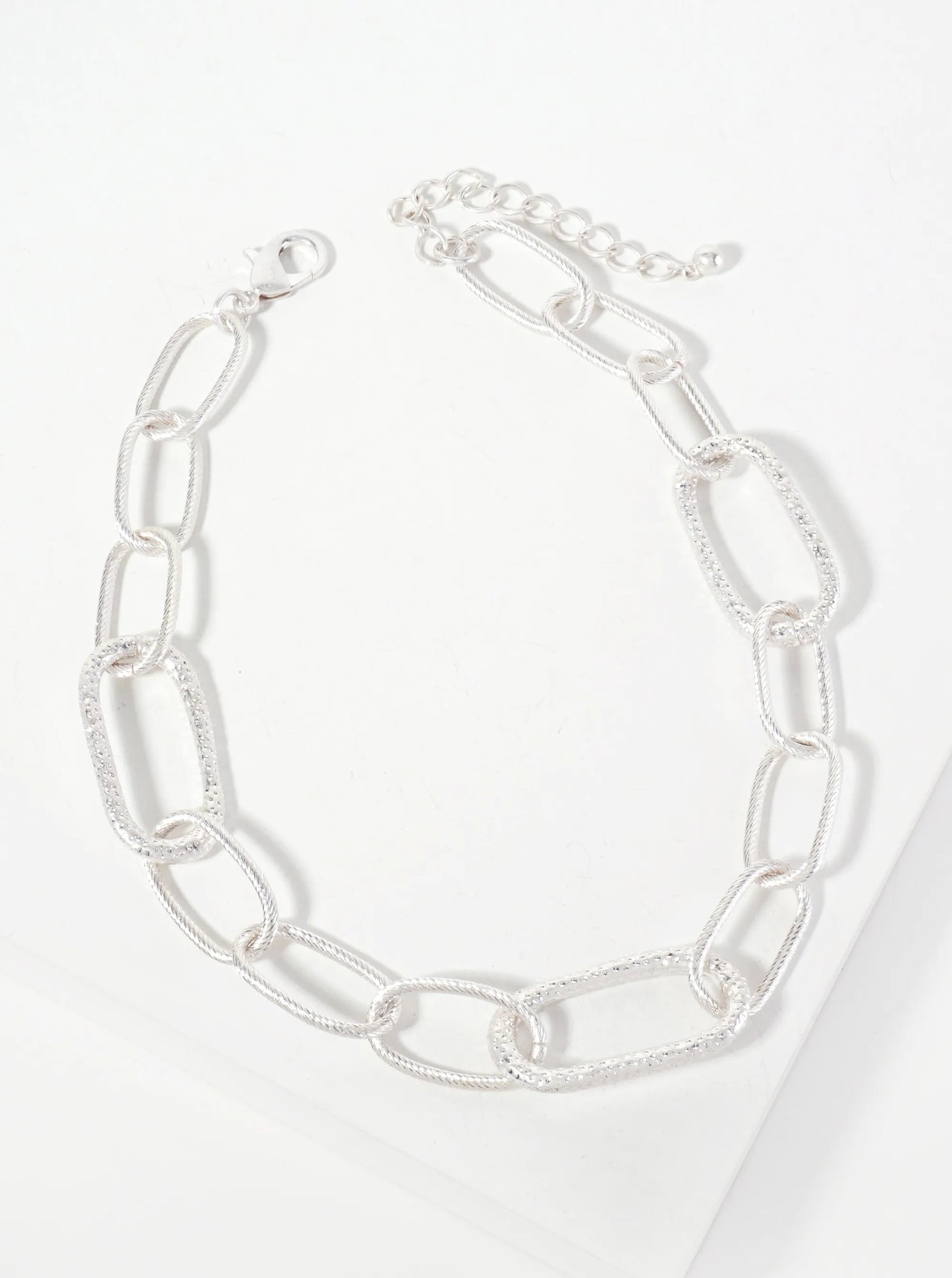 Textured Metal 17-inch Link Chain Necklace