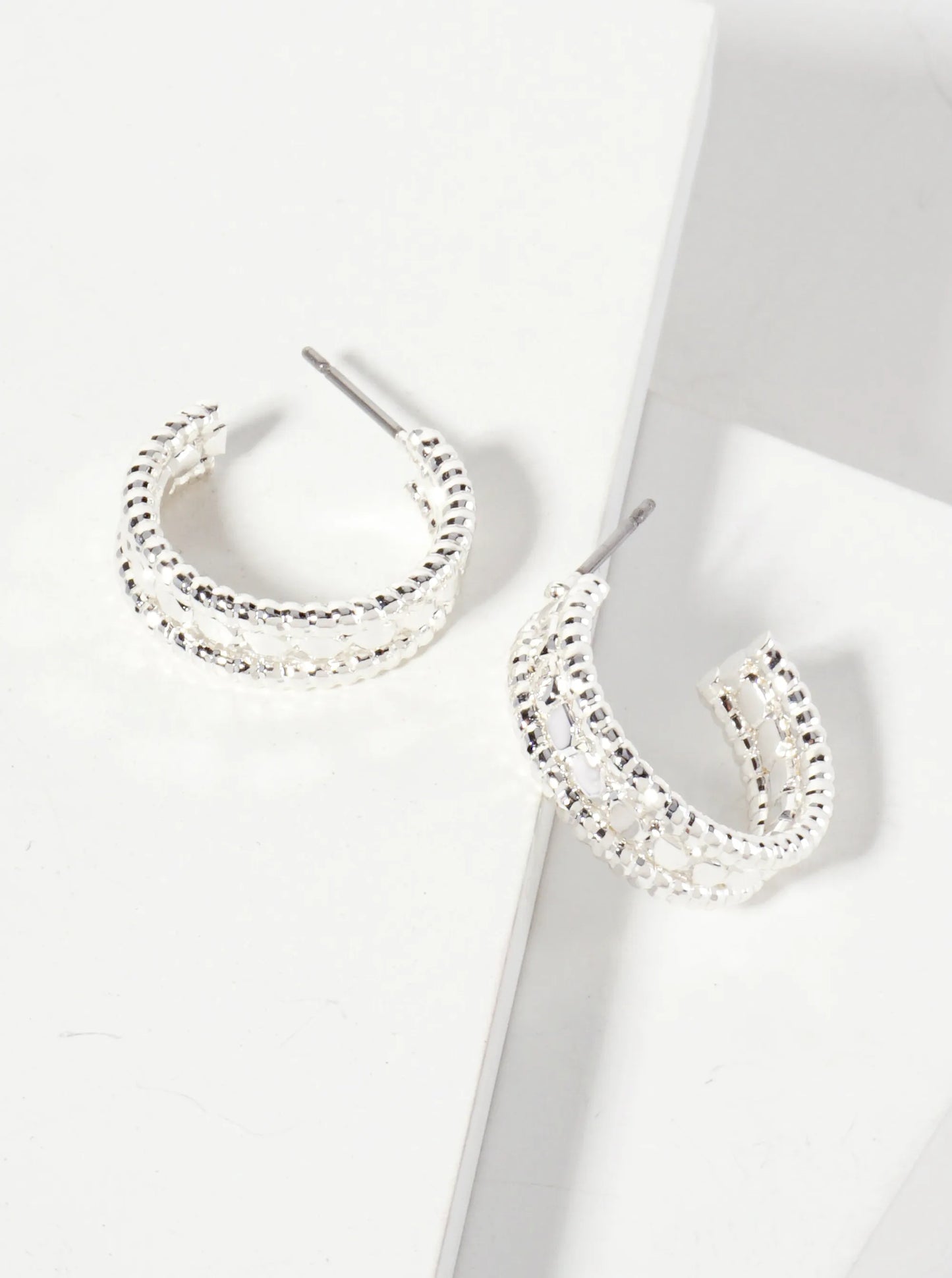 Textured Metal 18mm Open Hoop Earrings
