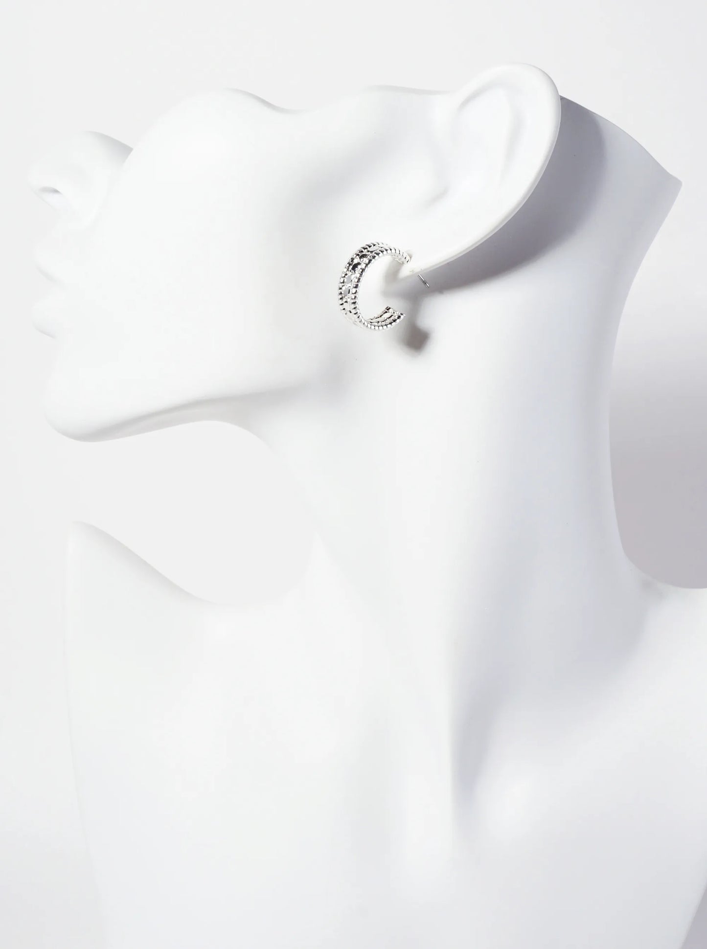 Textured Metal 18mm Open Hoop Earrings